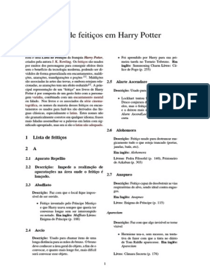 Lista de Feitiços em Harry Potter, PDF, Harry Potter